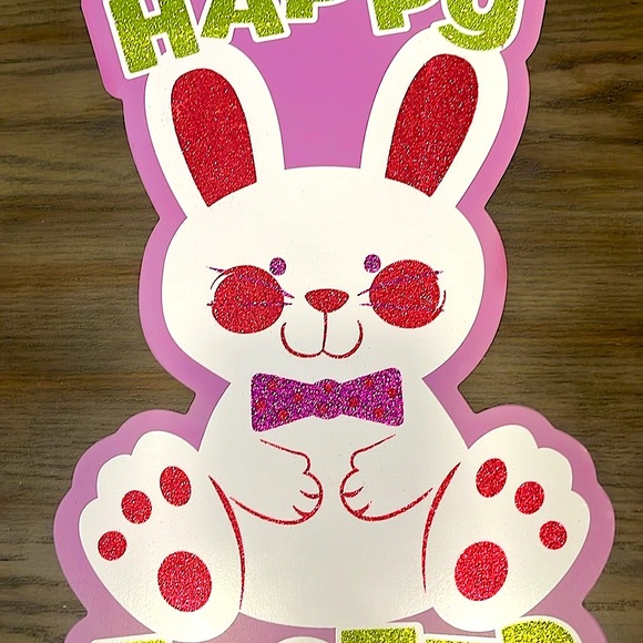 Happy Easter Bunny Rabbit Glitter Wall Sign - Picture 4 of 6